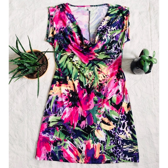 PURPLE TROPICAL DRESS - Picture 3 of 6